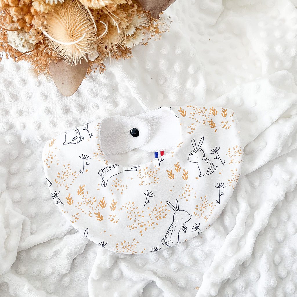 Bavoir naissance - 0/6 mois - Lapin dans le Pré