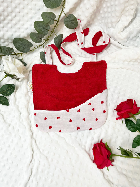 Bavoir 2ème âge réversible rouge - Le mois de l'Amour ♡