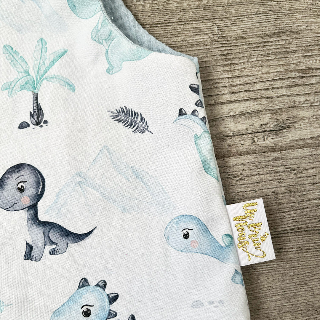 Gilet de berger - Dino bleu - Gaze de coton