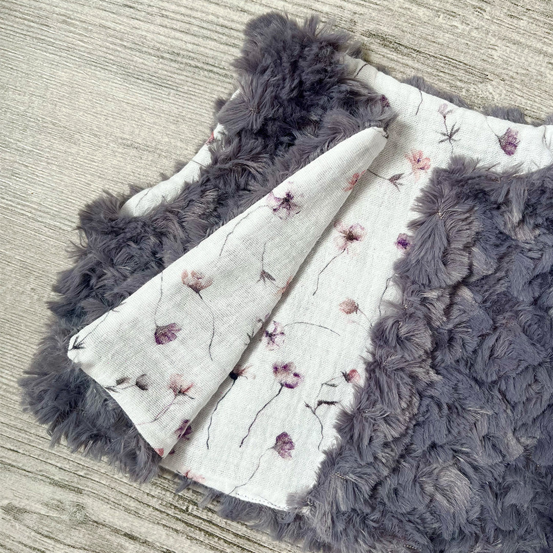 Gilet de berger - Fleurs - Fausse fourrure violine